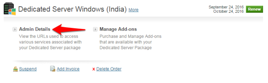 admin details